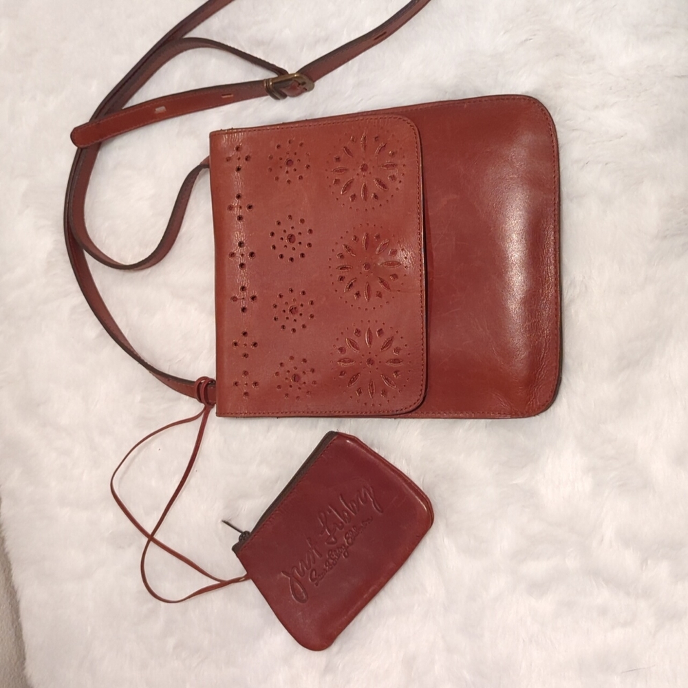 Just Libby Brown Leather Crossbody Bag